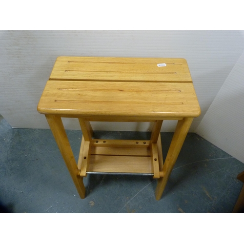 410 - Art Nouveau-style two-tier occasional table with drawer, dismantled table and a stool.