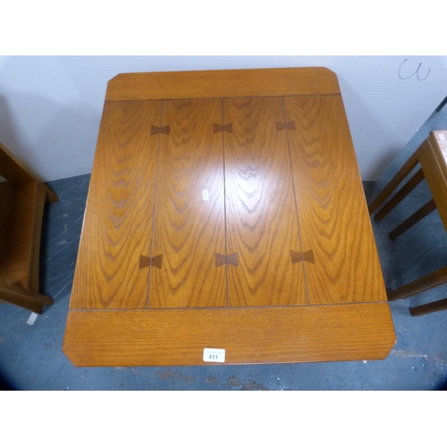 411 - Modern oak-effect occasional table with two drawers and undertier.