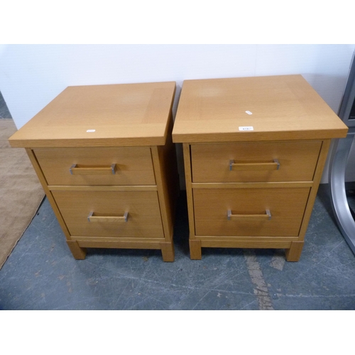 418 - Pair of contemporary oak-effect two-drawer bedside chests.  (2)