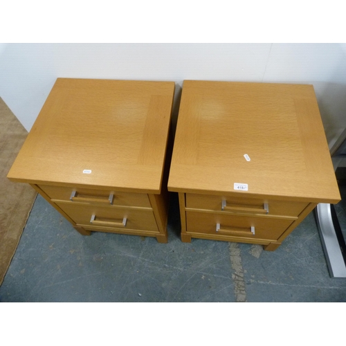 418 - Pair of contemporary oak-effect two-drawer bedside chests.  (2)