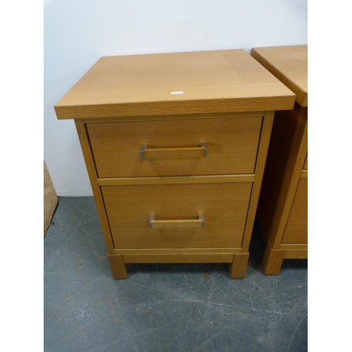 418 - Pair of contemporary oak-effect two-drawer bedside chests.  (2)