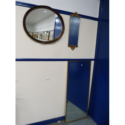 420 - Three assorted wall mirrors to include a French-style example.