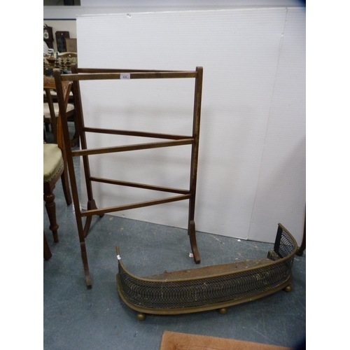 430 - Mahogany folding towel rail and a fire kerb.  (2)