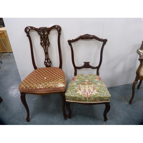 434 - Edwardian mahogany parlour chair and a similar nursing chair.  (2)