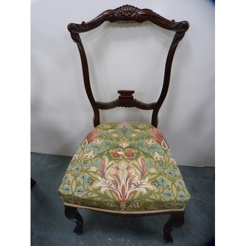 434 - Edwardian mahogany parlour chair and a similar nursing chair.  (2)