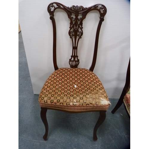 434 - Edwardian mahogany parlour chair and a similar nursing chair.  (2)