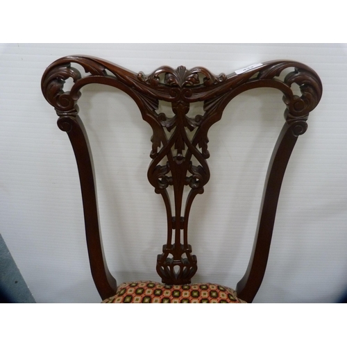 434 - Edwardian mahogany parlour chair and a similar nursing chair.  (2)