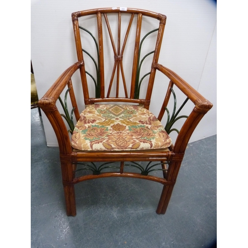 435 - Bamboo open armchair with cushion.