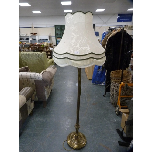 440 - Gilt metal floor lamp with shade.