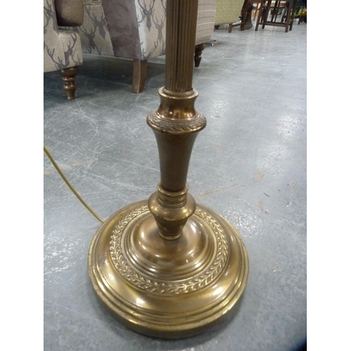 440 - Gilt metal floor lamp with shade.