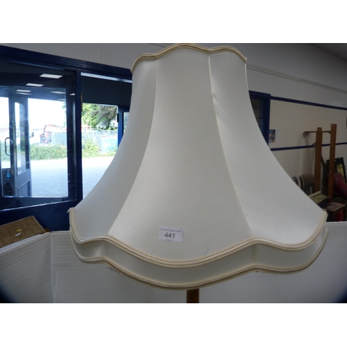 441 - Modern teak floor lamp on platform base, with shade.