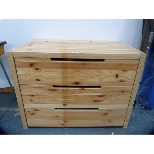 456 - Modern pine chest of three drawers.