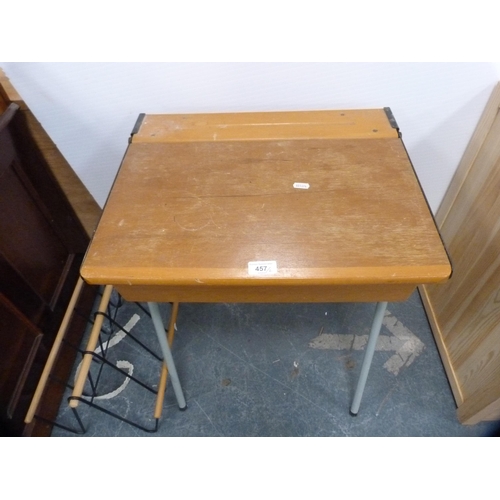 457 - Child's school desk and a contemporary magazine rack.  (2)