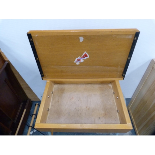 457 - Child's school desk and a contemporary magazine rack.  (2)