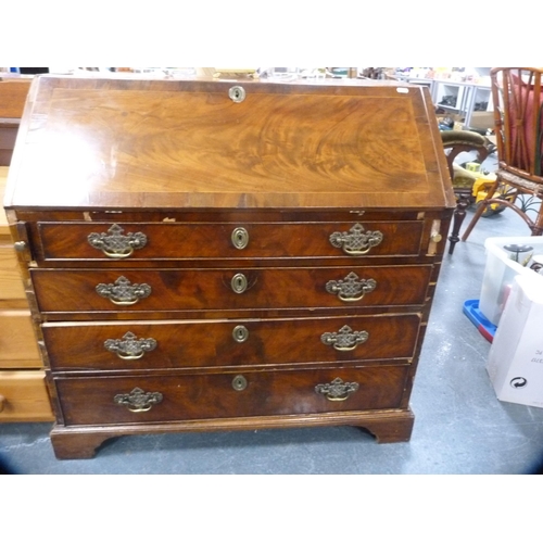 459 - Georgian inlaid mahogany writing bureau (a/f).