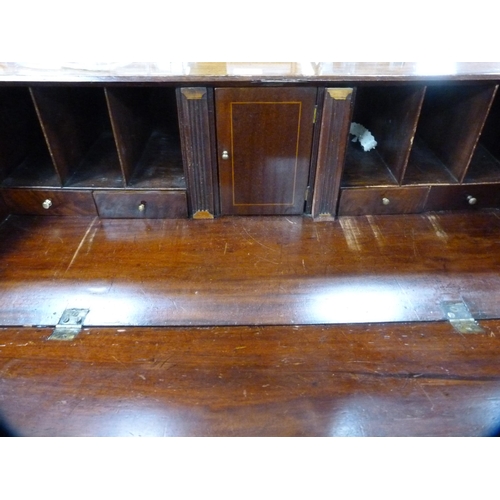 459 - Georgian inlaid mahogany writing bureau (a/f).