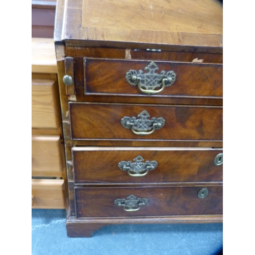 459 - Georgian inlaid mahogany writing bureau (a/f).