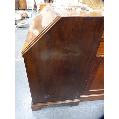 459 - Georgian inlaid mahogany writing bureau (a/f).