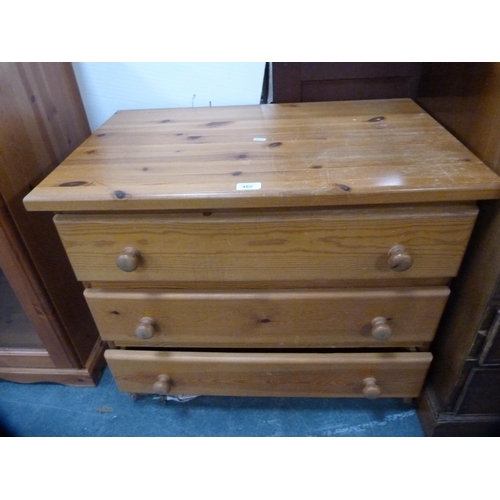 460 - Modern pine chest of three drawers.