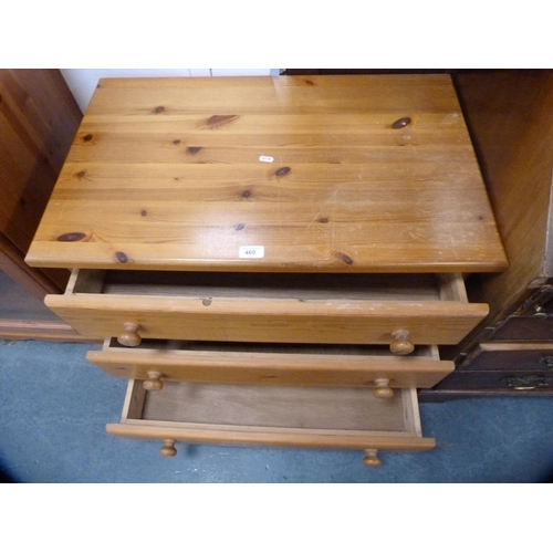 460 - Modern pine chest of three drawers.