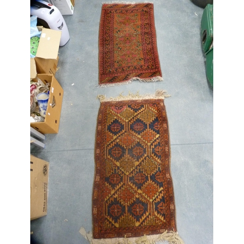 474 - Two Afghan hand-knotted prayer mats.