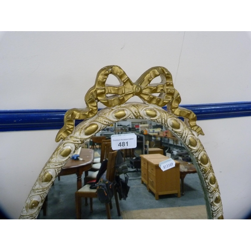 481 - French-style cream painted cheval mirror.