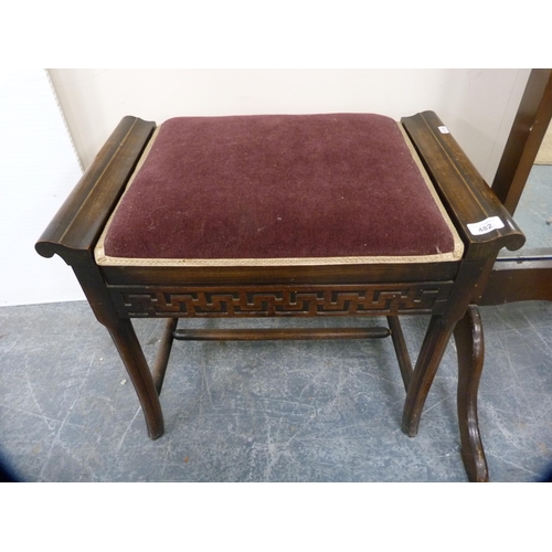 482 - Mahogany piano stool and a cheval mirror.  (2)