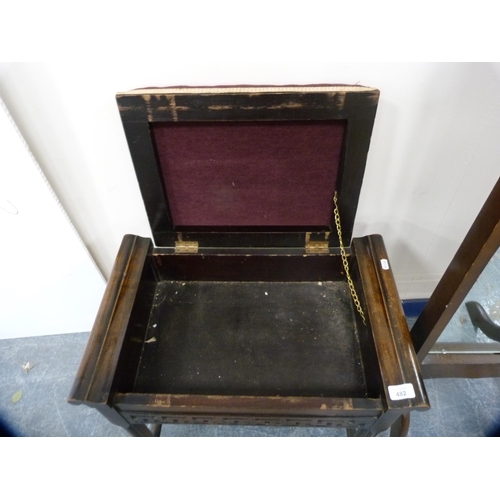 482 - Mahogany piano stool and a cheval mirror.  (2)