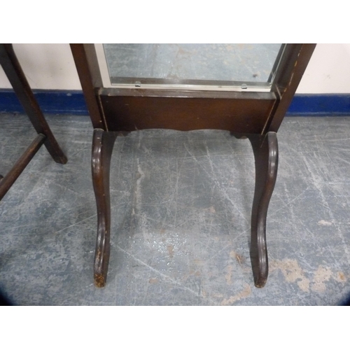 482 - Mahogany piano stool and a cheval mirror.  (2)