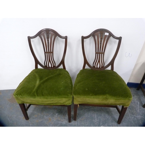 483 - Pair of Hepplewhite-style mahogany dining chairs and an oak occasional table.  (3)