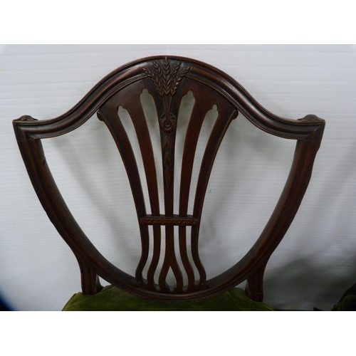 483 - Pair of Hepplewhite-style mahogany dining chairs and an oak occasional table.  (3)