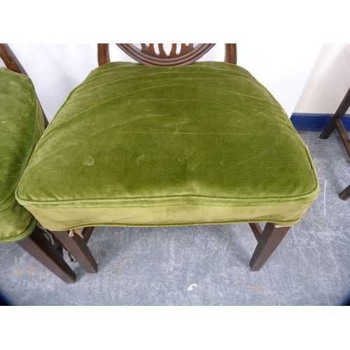 483 - Pair of Hepplewhite-style mahogany dining chairs and an oak occasional table.  (3)