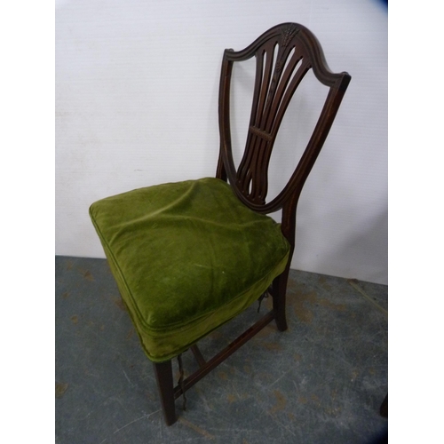 483 - Pair of Hepplewhite-style mahogany dining chairs and an oak occasional table.  (3)