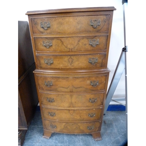 486 - Walnut tallboy chest of drawers.