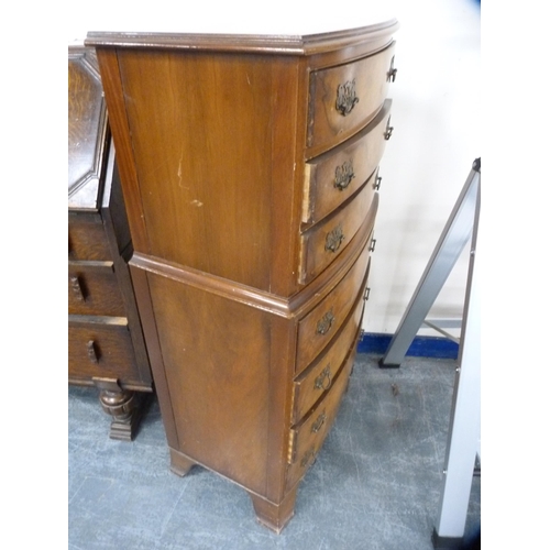 486 - Walnut tallboy chest of drawers.