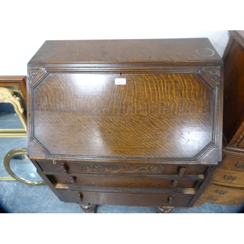 487 - Mid-century oak writing bureau.