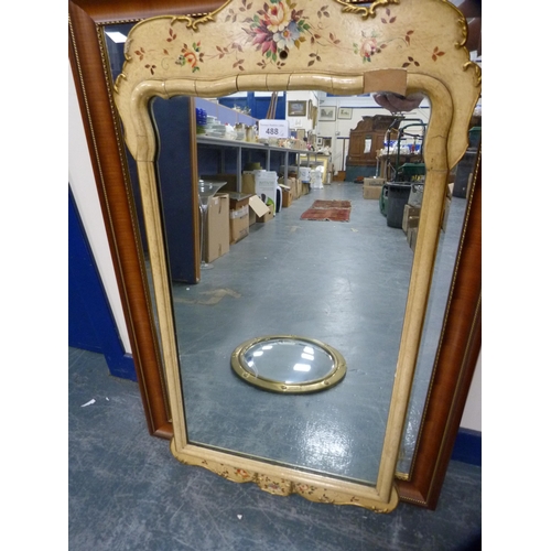 488 - Georgian-style painted wall mirror, a convex mirror and two others.  (4)