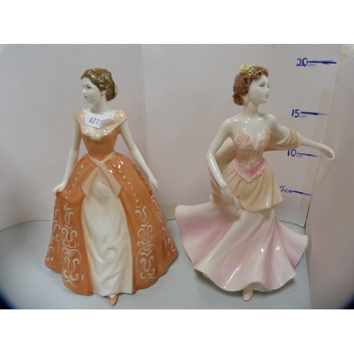 49 - Royal Doulton figures, 'Lynne' and 'Finishing Touches', Coalport 'Ladies of Fashion' etc.  (5)