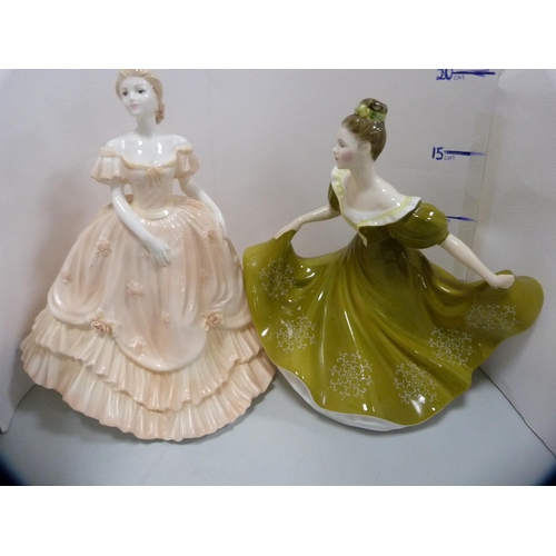 49 - Royal Doulton figures, 'Lynne' and 'Finishing Touches', Coalport 'Ladies of Fashion' etc.  (5)