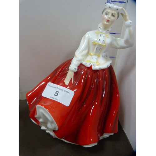 5 - Two Royal Doulton figures to include 'Gail' and 'Sarah', also a Coalport 'Golden Anniversary' figure... 