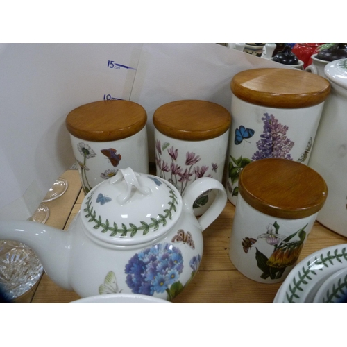 66 - Extensive collection of Portmeirion 'Botanic Garden' ceramics to include biscuit barrels, storage ja... 