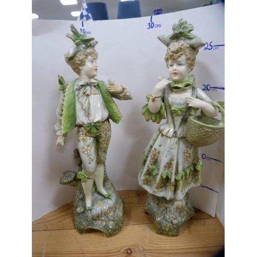 68 - Collection of various figures to include a pair of continental figures, bisque ware figure etc.