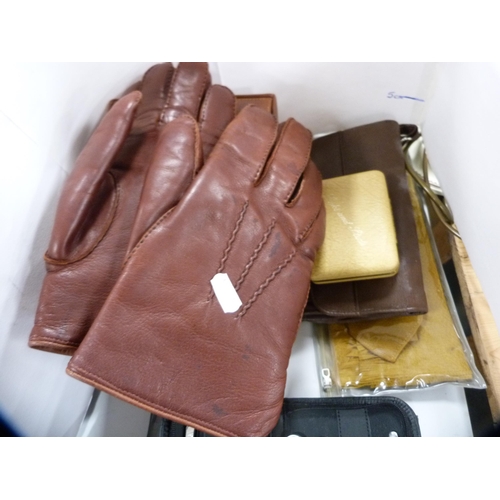 78 - Radley purse, gentleman's cased grooming kit, pair of driving gloves, jewellery box etc.