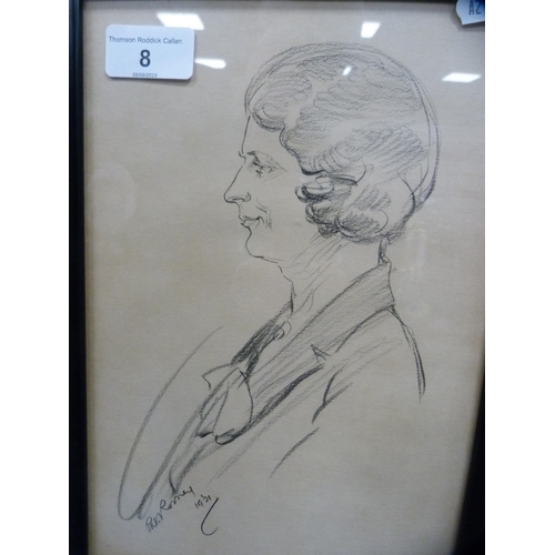 8 - Pat RooneyPair of charcoal portraitsDated 1951.  (2)