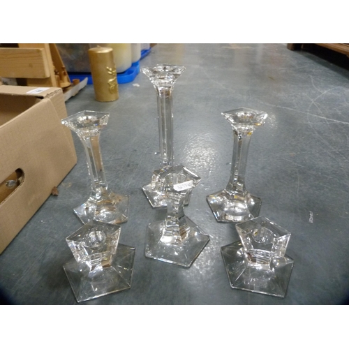 88 - Collection of various glassware including candelabrum, candlesticks, sundae dishes etc.