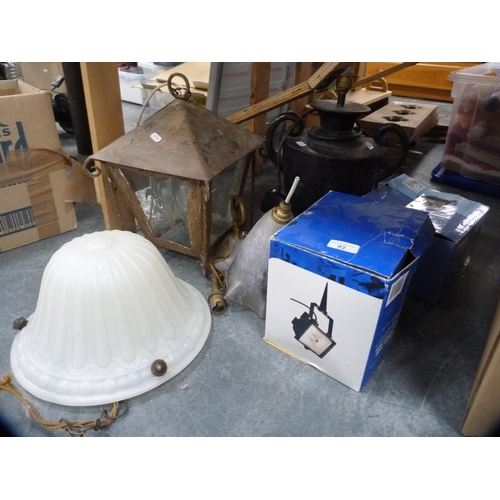 92 - Lantern light fitting, urn-shaped table lamp, ceiling light etc.