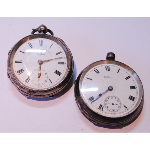 114 - Waltham silver-cased open face pocket watch, hallmarks for Birmingham, and an Edward VII silver-case... 