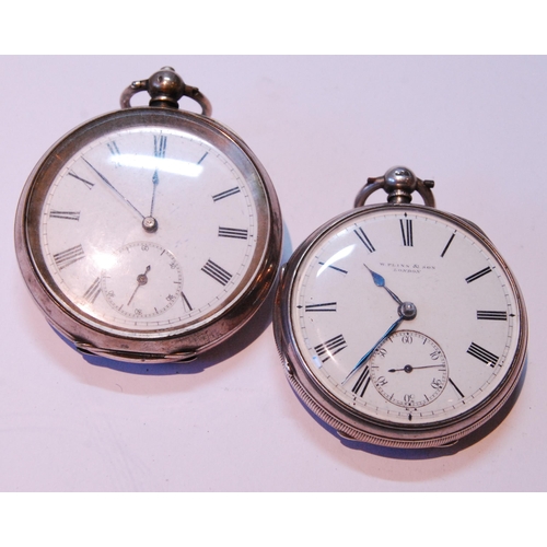 116 - Late Victorian silver-cased open face pocket watch, hallmarks for London 1890-91, retailed by W Flin... 