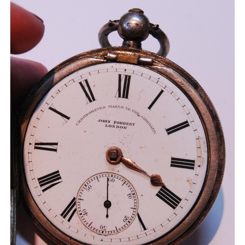 117 - Late Victorian silver-cased open face pocket watch, hallmarks for Chester 1896-97, retailed by John ... 