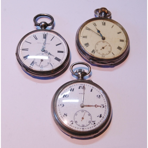 118 - Silver-cased open face pocket watch, stamped 925, and two white metal-cased open face pocket watches... 